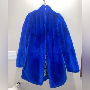Very fluffy blue coat